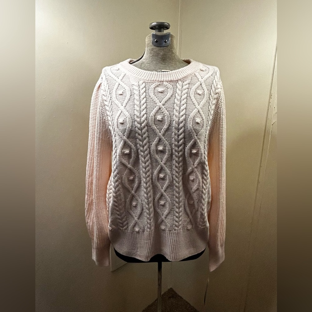 Design 365 New Pink Long Sleeve Cable Sweater Women’s Large